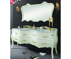 Doppio lavabo design lavabo vanità barocco in marmo bianco 180x85x57 NUOVO
