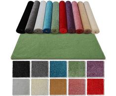 KARAT HighFlor - Tappeto da bagno su misura, morbido e poeta morbida, piacevole al tatto, con flusso antiscivolo (80 x 150 cm, colore: verde)