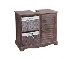 Mendler Arredo bagno mobile sottolavabo HWC-H20 vintage sportello e ceste removibili legno di paulonia marrone