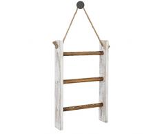 Portasciugamani vintage, 3 livelli, arazzo da parete, scala, porta asciugamani in legno, porta asciugamani in legno rustico