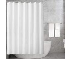 Carttiya Tenda da Doccia in Tessuto, Tenda Doccia Antimuffa Bianca Impermeabile e Resistente alla Muffa Tende con Anelli di Tenuta e Ganci per Tende Resistenti alla ruggine, 180x180 cm