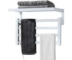 JXING Scaldasalviette, Porta Asciugamani Riscaldato, Radiatore per Asciugamani A Parete Portasciugamani Elettrico Intelligente in Alluminio Spaziale Portasciugamani per Bagno, Nero