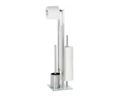 WENKO Piantana portarotolo e scopino WC Rivalta acciaio inossidabile - Portascopino WC, Acciaio inossidabile, 18 x 70 x 23 cm, Opaco