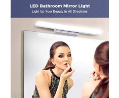 Lampada da Specchio 40CM, SOLMORE Lampada da Bagno 700LM 8W IP44, Luce per Trucco Bianco 6000K 220V, Applique da Specchio per Specchietti, Bagno, Camera da Letto (Senza Interruttore)