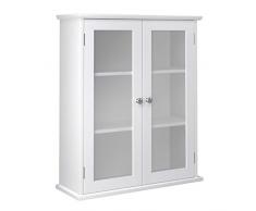 VASAGLE Armadietto da Muro, Mobiletto per Bagno da Parete, Armadietto Farmaceutico con Ripiano Aggiustabile, Vetrina Pensile, 55 x 20 x 65 cm, Legno, Bianco BBC28WT