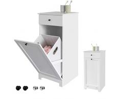 SoBuy Mobile porta biancheria per bagno con cassetto e cesto biancheria sporca L40*P38*A90cm (BZR21-W)