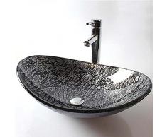 Vaso per bagno Lavandino lavabo con lavandino lavabo in vetro temperato ciotola lavabo lavandino per lavare la lavandino per il lavandino per ufficio ufficio-UN