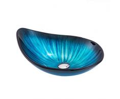 ZTGL Lavabo in Vetro Duro Lavabo da Appoggio in Pietra Arredo Bagno 55 x 38 x 17cm,C