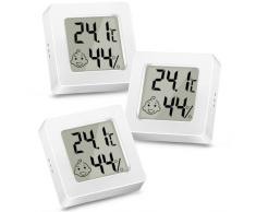 3 Pezzi Igrometro Termometro Digitale，Mini LCD Termometro Ambiente con Emoji,per Casa Monitor di Temperatura e Umidità per Ambienti, per Casa, Ufficio, Rettile, Asilo Nido