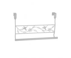 Axentia porta asciugamani, Porta asciugamani con uccello Motivo, Porta appendiabiti in metallo, appendiabiti asta per il bagno, camera da letto, ca. 37Â x 7Â x 19Â cm, colore: bianco laccato