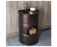 YRRA Mobile Bagno con Lavabo, Autoportante Sottolavabo Bagno Mobile Bagno Sottolavabo, Stile Industriale Vanità di Arte del Ferro con Cassetti 22,8 x 19,2 x 35,4 Pollici,Red Copper,Without Mirror