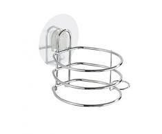 WENKO Static-Loc® porta asciugacapelli Osimo - fissaggio senza trapano, Acciaio, 14 x 12 x 11 cm, Cromo