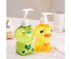 Dispenser di sapone portatile, da 250 ml, per bambini, a forma di rana/anatra, a pressione, per shampoo, doccia, colore casuale