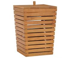 vidaXL Legno Massello di Teak Cesto Portabiancheria Contenitore per Vestiti Cestino Secchio per Abiti Accessori per Bagno 30x30x45 cm