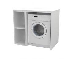 Ve.Ca. Mobile lavanderia Riga 105 cm in legno, copri lavatrice/asciugatrice, diversi colori, anche su misura, bagno (Bianco frassinato)
