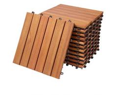 Deuba Piastrelle in legno di eucalipto 11pz di eucalipto Certificato FSC Mattonelle 1m² sistema ad incastro 30x30cm giardino terrazza balcone piscina sauna pavimentazione