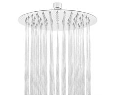 HAUSPROFI Soffione Doccia a Pioggia in Acciaio Inox - Soffione Doccia Anticalcare - Docce Fisse Alta Pressione da 8 Pollici, Tondo Cromato