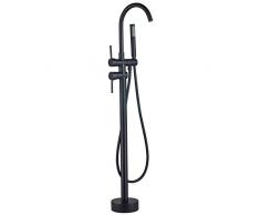 Freestanding Rubinetti per vasca, montaggio a pavimento miscelatore rubinetto per vasca con spruzzatore a mano, 2 maniglie, Nero, Beelee BL19001B