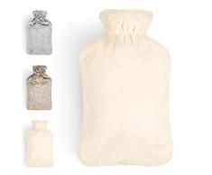 Blumtal Borsa Acqua Calda Peluche da 1,5L, Fodera in Peluche Morbida, Boule Acqua Calda, Borsa Acqua Calda per Dolori - Bianco