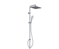 Colonna Doccia Completa In Acciao Inox Soffione Quadrato Da 30 Cm Doccetta Set Design Moderno Multifunzione Getto A Pioggia Senza Miscelatore Saliscendi Asta Regolabile Da 78 a 106 Cm Middleton