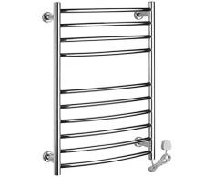 Scaldasalviette, Scaldasalviette,Scaldasciugamani Curvo Radiante Scaldasalviette Elettrico A Parete Opzioni Plug-In/Cablate Per Stendino Riscaldato Da Bagno Lucidatura A Specchio In Acciaio Inossidab