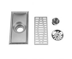 Scarico per doccia, 20x10cm Scarico per doccia rettangolare Scarico per doccia a pavimento in acciaio inossidabile Scarico per doccia con pannello rimovibile con foro quadrato Doccia Scarico per cucin