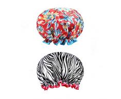 Tweal Cuffia Doccia Riutilizzabile,2 Pezzi Cuffia Doccia Impermeabile,Bagno con Fascia Elastica Spa Salone Cuffia Doccia