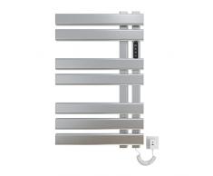 Portasciugamani Elettrico, Scaldasalviette Intelligente a Temperatura Costante, Scaldasalviette Elettrico Bagno Nero Opaco, 450x720mm, Temperatura Regolabile, Risparmio Energetico-Silver Right