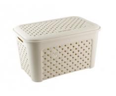 Tontarelli Cestone Grande Cassetto-Angora Cesta Biancheria Arianna con Coperchio lt48 Beige Riordino Lavanderia