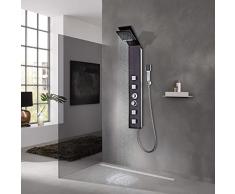 vidaXL Sistema Pannello Doccia in Vetro Marrone Colonna Bagno Idromassaggio