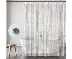 SPARIN Tenda da doccia 240 x 200 cm con peso magnetico inferiore, tenda da doccia trasparente con 16 anelli per tenda da doccia, EVA, antimuffa, impermeabile, per vasca da bagno, tenda da bagno