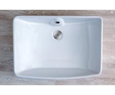 Yellowshop - Lavabo Da Appoggio Cm 59 x 42 Bacinella Lavandino Lavello Rettangolare In Ceramica Bianco Sanitari Bagno Design Moderno Modello Country