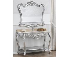 Simone Guarracino Luxury Design Consolle e specchio Eleonor stile Barocco Moderno arredo bagno cm 130 foglia argento marmo crema