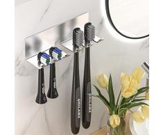 GGQ Porta Spazzolino da Muro, Porta Spazzolini Elettrici da Bagno, Portaspazzolino in Acciaio Inox SUS304 Senza Foratura, Supporto per Spazzolino Elettrico da Autoadesivo