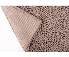 HomeLife - Lussuoso Tappeto Bagno Antiscivolo in Ciniglia [60X110] Extra Morbido Super Assorbente, Scendibagno a Pelo Lungo, Scendidoccia Moderno a Fondo Gommato, Lavabile in Lavatrice [Beige]