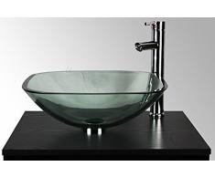 Home Supplies - Lavabo in vetro da appoggio, a forma di scodella, per bagno e toilette, trasparente