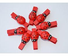 48pz mollette legno con coccinella decorative Segnaposto chiudipacco gadget