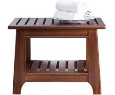 zaizai Sgabello in Legno massello Panca per Doccia in bambù Sedile per Vasca da Bagno in Legno Sgabello con ripiano portaoggetti per Sedia Perfetta per Interni o Esterni Antiscivolo