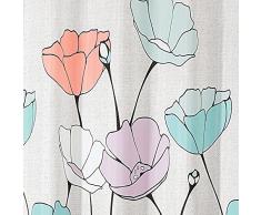 InterDesign Botanical Poly Tende per doccia in tessuto impermeabile, Tenda vasca da bagno in poliestere con motivo floreale, variopinto