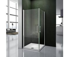 Box Doccia Angolare Doppia Porta a Battente Rotazione Di 180 Gradi In Vetro Temperato 6mm Anticalcare Trasparente 80x76x187 cm