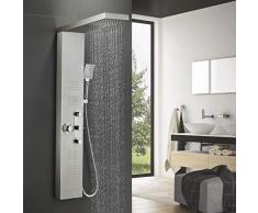 BONADE Colonna Doccia Termostatico in Acciaio Inox Pannello Doccia Idromassaggio Multifunzione Sistemi Completo con Funzioni da Massaggi, Soffione Fisso, Doccetta e Cascata Miscelatore per Bagno