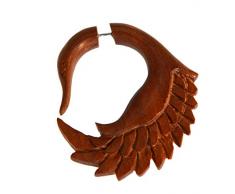 CHICNET Finto piercing orecchino a forma di cigno in legno di sauna, 1 mm, a spirale allungabile, tribale