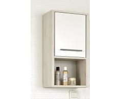 AVANTI TRENDSTORE - Julian - Armadietto da parete per il bagno in laminato di pino chiaro e bianco lucido, dimensioni: LAP 33x68x28 cm