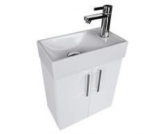paplinskimeobel mobile da bagno con lavabo Set di mobili da bagno in ceramica e lavabo 40x22 cm, sinistra/destra, alta qualità (White)