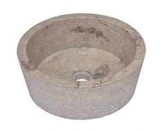 Tidyard Lavandino,da Bagno,Appoggio,Rotondo,in Marmo,Colore Grigio,Ø 40x15 cm,Lavabo da Bagno Appoggio,Lavandino Rotondo,Lavabo Rotondo,Lavandino in Marmo,Lavandino dAppoggio