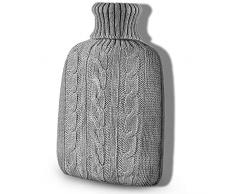 Copertura per Bottiglia di Acqua Calda Morbida e Calda in Maglia Copertura Rimovibile a Maglia Copertura a Maglia per Donne e Bambini Borsa per Acqua Calda Solo Copertura Grigio 31.5 x 19.5 cm