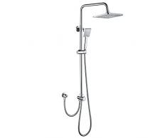 Auralum Colonna Doccia senza Miscelatore, Soffione Doccia Quadrato 29*19 cm, Regolabile in Altezza