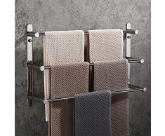 Lolypot Barra portasciugamani Multilayer, 304 in acciaio inox, da parete, per asciugamani da bagno, 3 aste, per bagno e cucina (Cromo, 50cm)