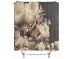 BOVZOX tenda doccia 120 x 200 Aerei depoca e della Seconda Guerra Mondiale tenda da doccia Antimuffa Impermeabile, Tende Doccia con 12 Ganci per Bagno Vasca