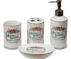 Biscottini Set 2 Bagno per lavabo 8 pz | Accessori Bagno, Porta Sapone Liquido e Porta spazzolino, Porta saponetta e Bicchiere Bagno | Set Bagno Accessori